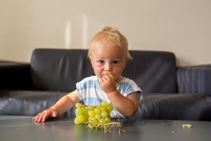 beba jede grožđe
